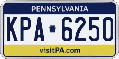 PA license plate KPA6250