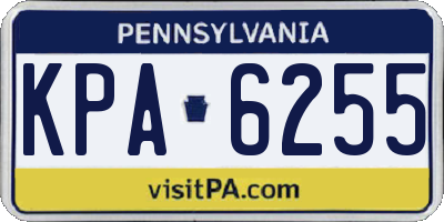 PA license plate KPA6255