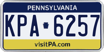 PA license plate KPA6257