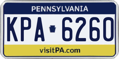 PA license plate KPA6260