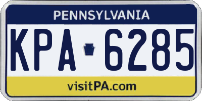 PA license plate KPA6285