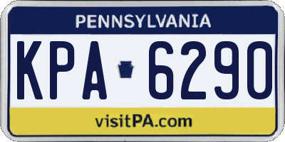 PA license plate KPA6290