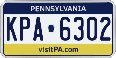 PA license plate KPA6302
