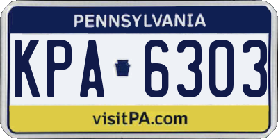 PA license plate KPA6303