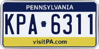 PA license plate KPA6311