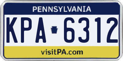 PA license plate KPA6312