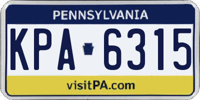 PA license plate KPA6315