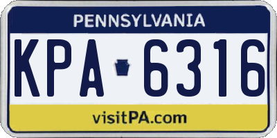PA license plate KPA6316