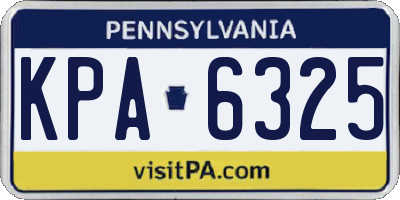 PA license plate KPA6325