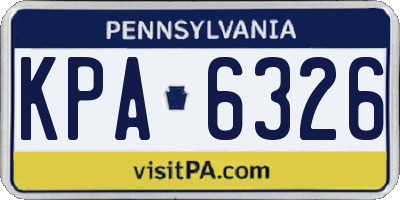 PA license plate KPA6326
