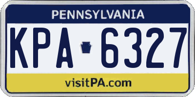 PA license plate KPA6327