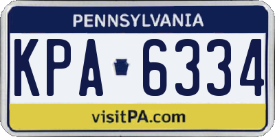 PA license plate KPA6334