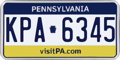 PA license plate KPA6345