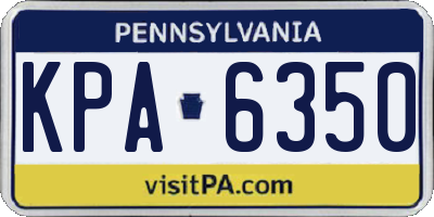 PA license plate KPA6350