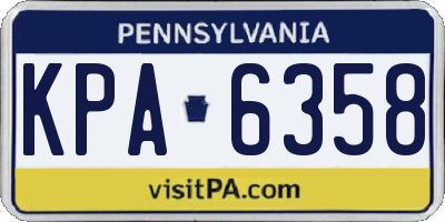 PA license plate KPA6358