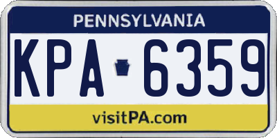 PA license plate KPA6359
