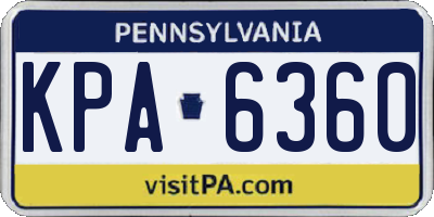 PA license plate KPA6360