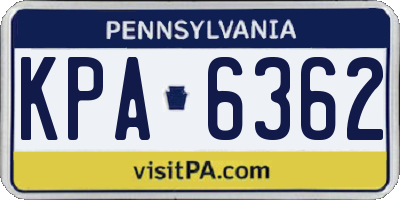 PA license plate KPA6362