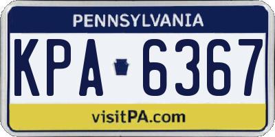 PA license plate KPA6367