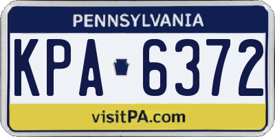 PA license plate KPA6372