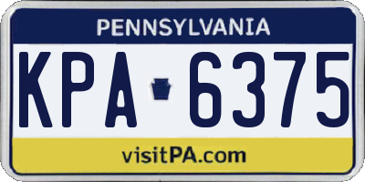 PA license plate KPA6375