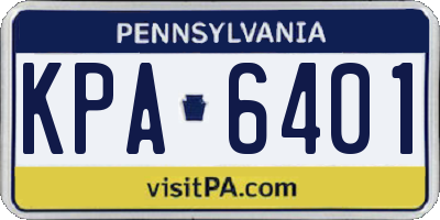 PA license plate KPA6401