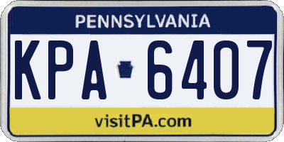 PA license plate KPA6407