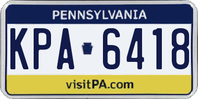 PA license plate KPA6418