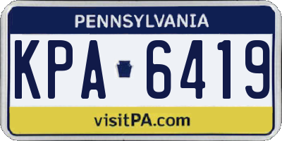 PA license plate KPA6419