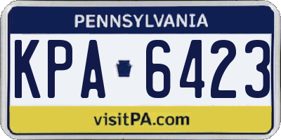 PA license plate KPA6423