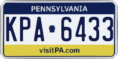 PA license plate KPA6433