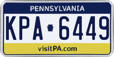 PA license plate KPA6449