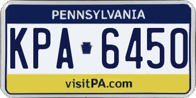 PA license plate KPA6450