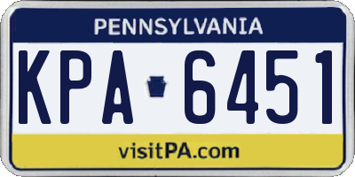 PA license plate KPA6451