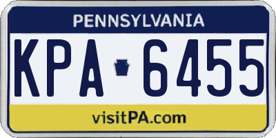 PA license plate KPA6455
