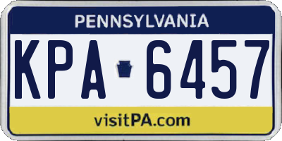 PA license plate KPA6457