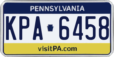 PA license plate KPA6458