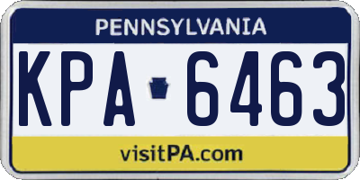 PA license plate KPA6463