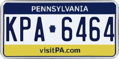 PA license plate KPA6464
