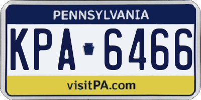 PA license plate KPA6466