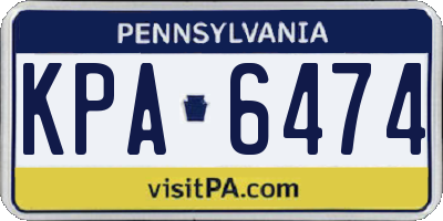 PA license plate KPA6474