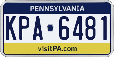 PA license plate KPA6481