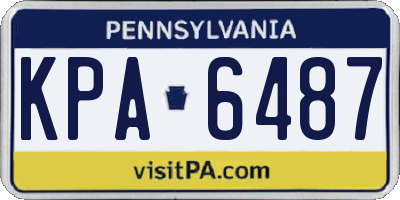 PA license plate KPA6487