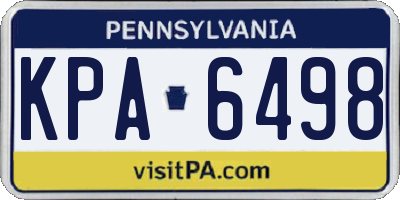 PA license plate KPA6498