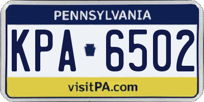 PA license plate KPA6502