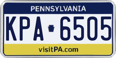 PA license plate KPA6505