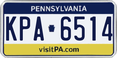 PA license plate KPA6514
