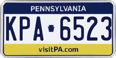 PA license plate KPA6523