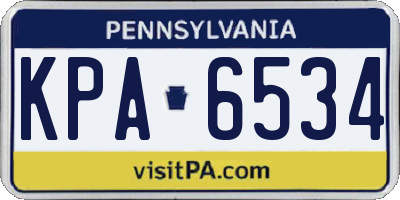 PA license plate KPA6534