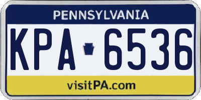 PA license plate KPA6536